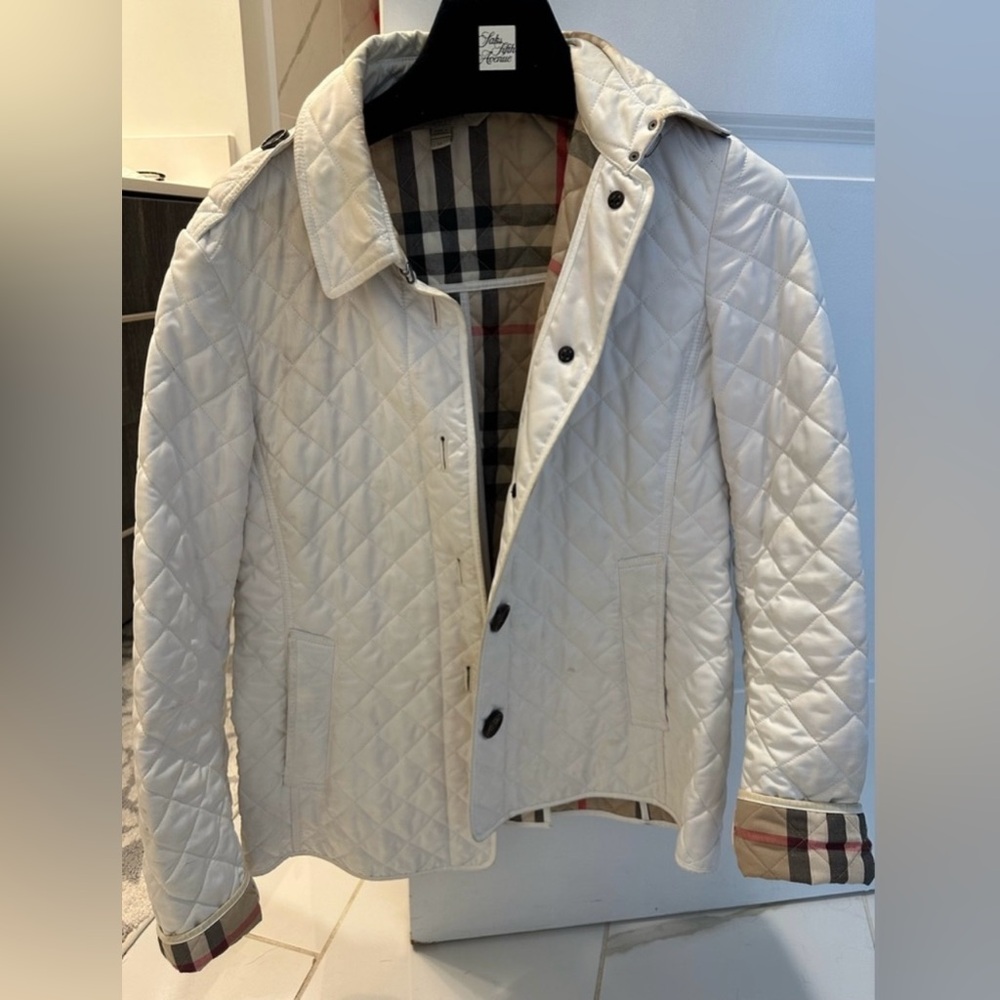 Beautiful White Burberry Quilted Jacket